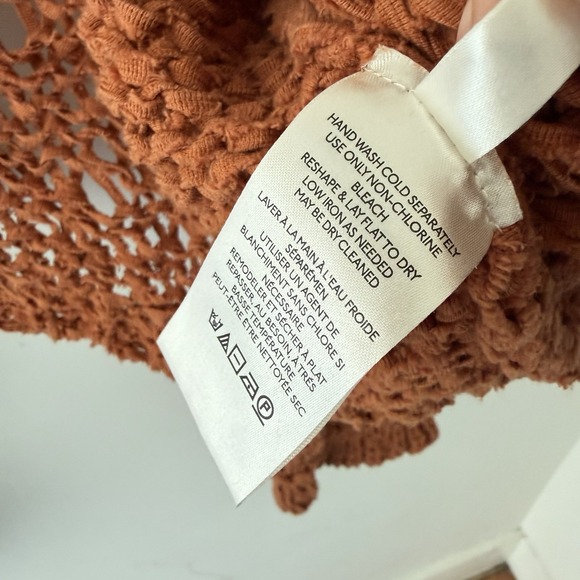 Free People Daiquiri Cardigan Size M Open Knit Orange Oversized Boho Cottagecore - Picture 5 of 9